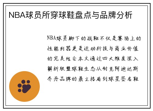 NBA球员所穿球鞋盘点与品牌分析